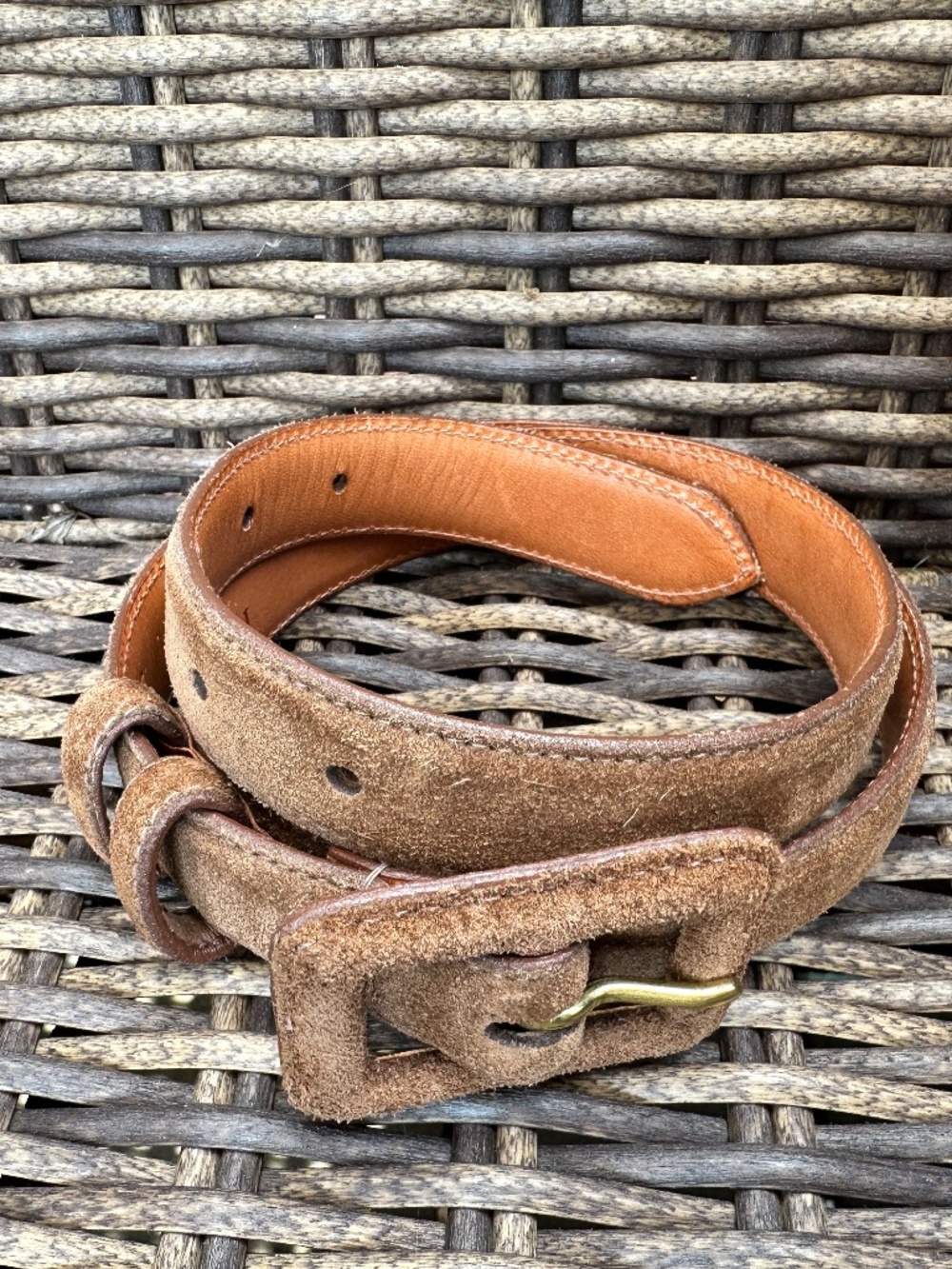 Polo Ralph Lauren Brown Suede Leather Belt Unisex Size 32 Made In USA Old Money - Picture 4 of 13